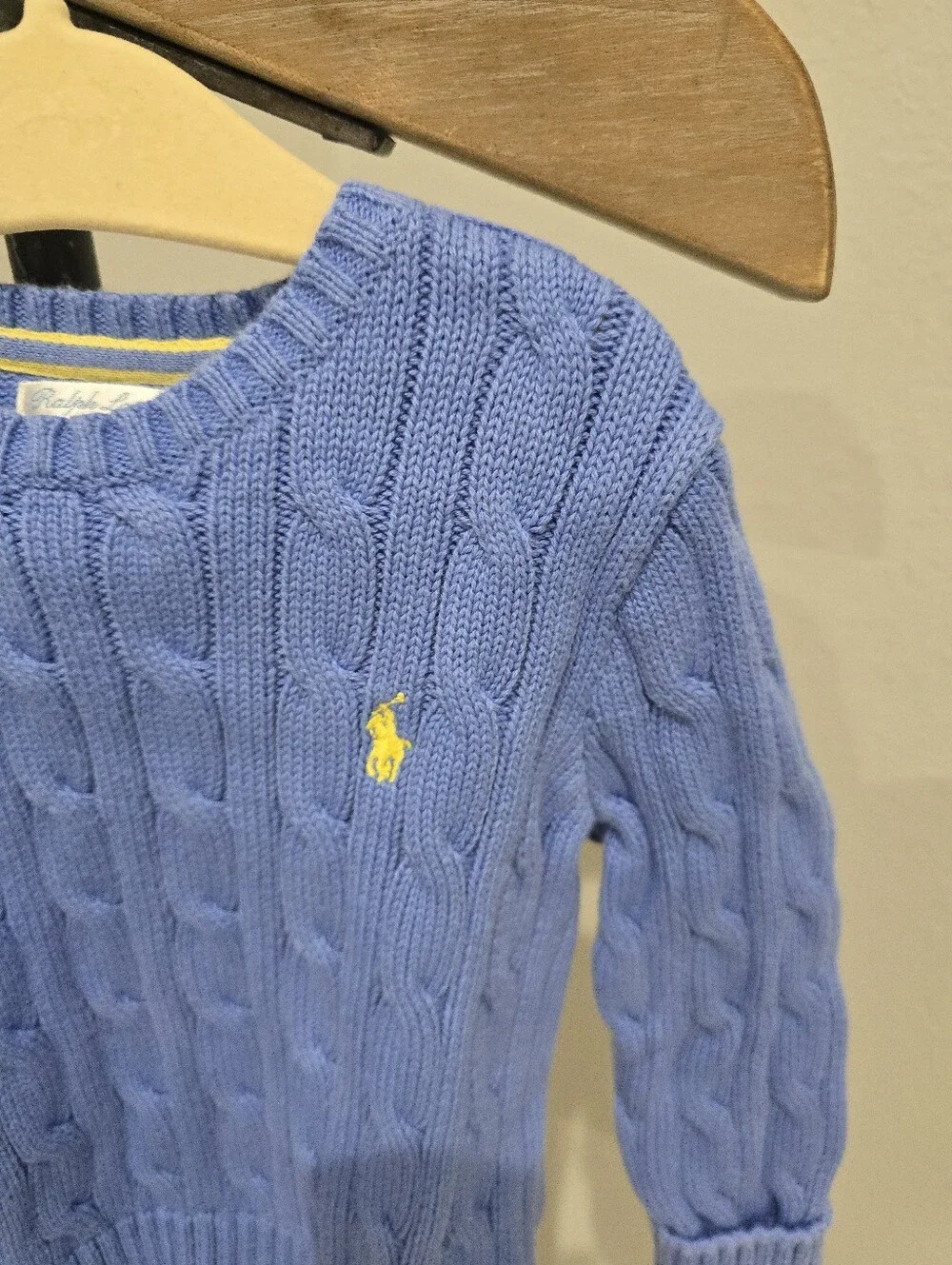 Ralph Lauren Blue Periwinkle Cable Knit Crewneck Sweater Baby Boy 24 Months